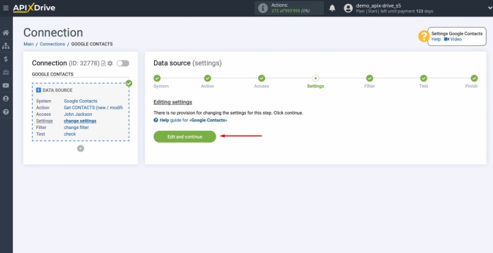 Нажмите кнопку Edit and continue