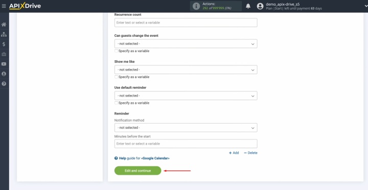 Нажмите кнопку «Edit and continue»