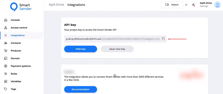 Интеграция Smart Sender и SendPulse | Копируем ключ API