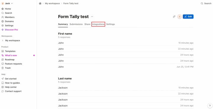 Перейдите в раздел Integrations
