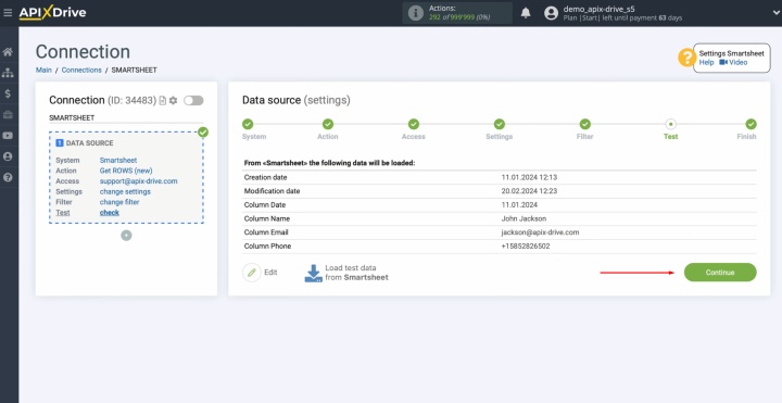 Пример данных из строки Smartsheet Пример данных из строки Smartsheet