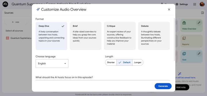 Налаштування Audio Overview
