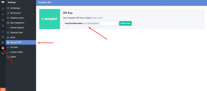 Iнтеграція Google Sheets та Autopilot  | Отримати ключ API