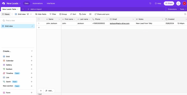 Відкрийте Airtable та перевірте результат