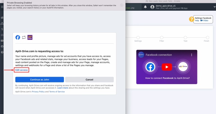 Натисніть Edit access Натисніть Edit access
