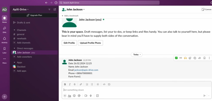 Перейдіть у Slack та перевірте результат