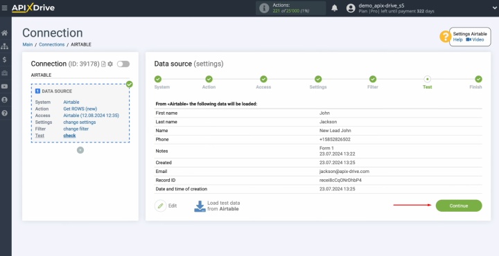 Зразок даних з рядка таблиці Airtable Зразок даних з рядка таблиці Airtable